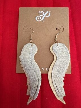 Plunder Gold Angel Wing Dangle Earrings $23